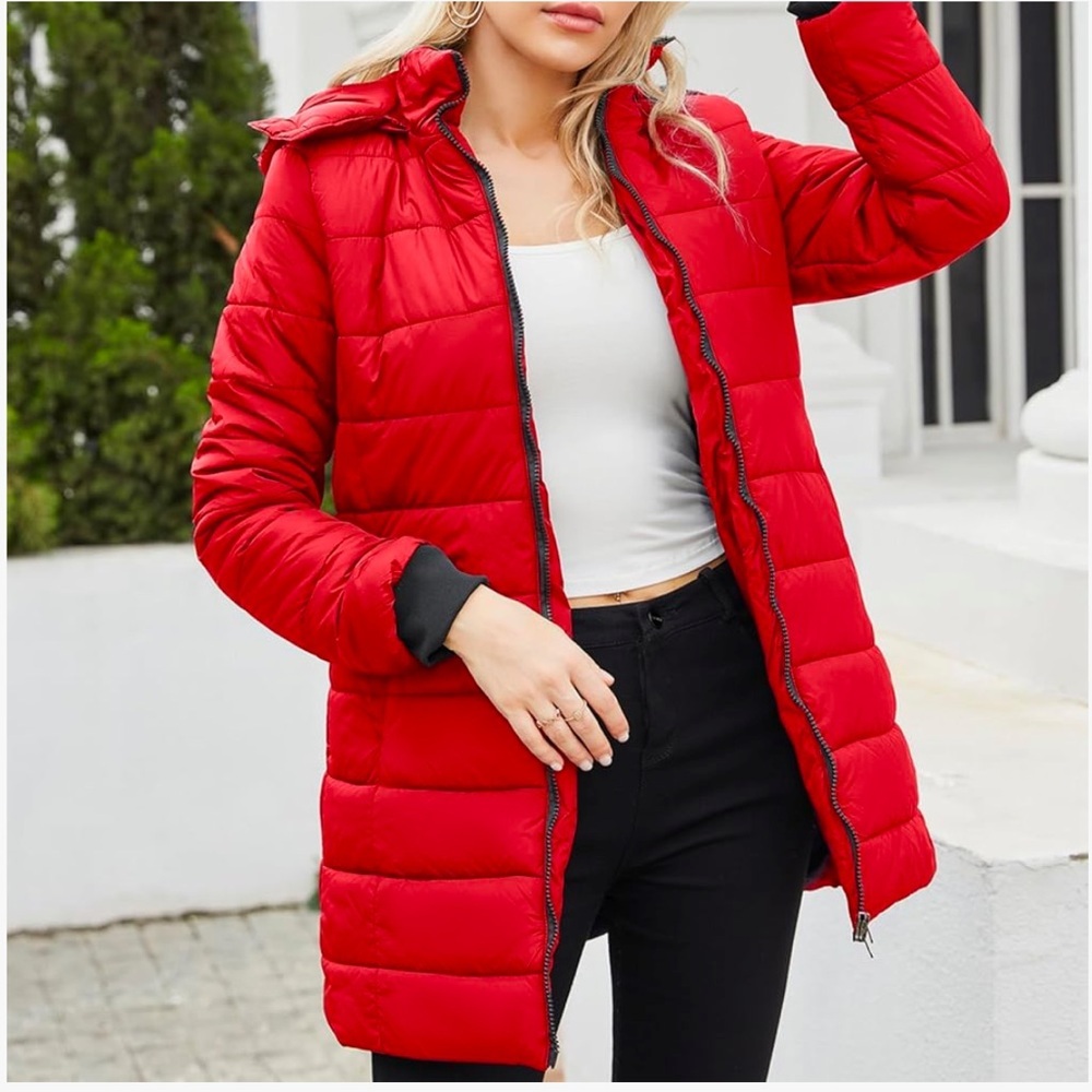 Unbranded Women’s Winter Quilted‎ Puffer Hooded Jacket Full Zip Small